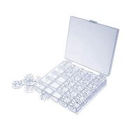 Event Decor Shop Clear Plastic Sewing Machine Bobbins with Storage Box - 25pcs | Transparent Spools for DIY, Quilting, Arts & Crafts | Standard Bobbin Set for Sewing Accessories