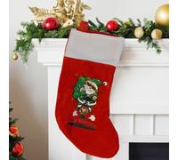 Event Decor Shop Cute Cartoon Santa & Reindeer Christmas Stocking, Luxury Red Velvet Hanging Sock with ‘Merry Christmas’ Embroidery, Stocking for Holiday Parties, Xmas Gifts, Christmas Eve Decor