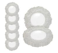 Event Decor Shop Elegant Silver Crackled Glass Charger Plate - 33cm Round Underplate Perfect for Weddings, Decorations, Parties, Special Events, Anniversaries, Tableware and Birthdays - 12 Pcs