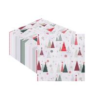 EVENT DECOR SHOP Geometric Christmas Trees Design White Paper Napkins - White 2-Ply 13-Inch Xmas Serviettes, Tableware & Party Supplies for Christmas & New Year - Pack of 100 Napkins