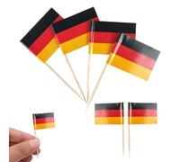Event Decor Shop Germany Cocktails Sticks Flags Toothpicks, German Cocktail Stick for Fruit Sandwich Stick Picks Party Supplies Tableware German National Event Party Supplies Décor - 50 pcs