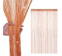 Event Decor Shop Glitter String Curtain Panel 200x90cm - Sparkling Tassel Fly Screen, Polyester Fringe Room Divider for Doorways, Windows, Parties & Home Decoration (Orange)