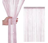 Event Decor Shop Glitter String Curtain Panel 200x90cm - Sparkling Tassel Fly Screen, Polyester Fringe Room Divider for Doorways, Windows, Parties & Home Decoration (Pink)
