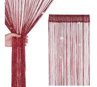 Event Decor Shop Glitter String Curtain Panel 200x90cm - Sparkling Tassel Fly Screen, Polyester Fringe Room Divider for Doorways, Windows, Parties & Home Decoration (Burgundy)