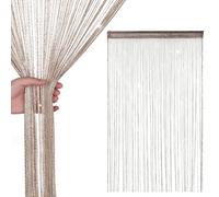 Event Decor Shop Glitter String Curtain Panel 200x90cm - Sparkling Tassel Fly Screen, Polyester Fringe Room Divider for Doorways, Windows, Parties & Home Decoration (Champagne)
