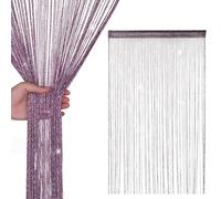 Event Decor Shop Glitter String Curtain Panel 200x90cm - Sparkling Tassel Fly Screen, Polyester Fringe Room Divider for Doorways, Windows, Parties & Home Decoration (Dark Purple)