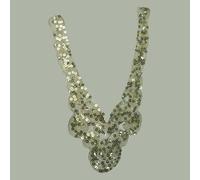 Event Decor Shop Gold Beaded Rhinestone Crystal Embroidered V-Shape Collar Lace Applique on Black Mesh, Jewel Neckline Trim for Gowns, Dresses, Jackets & Tops, 10 Pieces