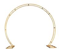 Event Decor Shop Gold Dual Circle Wedding Arch Stand, 2.6m x 2.2m Metal Round Backdrop Frame for Weddings, Party & Event Decoration, Garden Arbor for Reception, Engagement, Birthday & Baby Shower