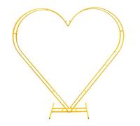 Event Decor Shop Gold Dual Heart Balloon Arch Stand, 210 × 200 × 60cm Metal Backdrop Frame with Floor Base for Weddings, Parties, Birthdays & Photo Decoration