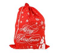 EVENT DECOR SHOP Large Red Santa Sack 60x50cm - Felt Party Gift Bag with Merry Christmas, Snowman & Snowflake Print, Drawstring Closure - Festive Storage for Chocolate, Gifts, Toys & Treats