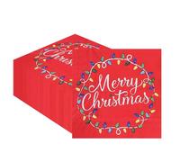 EVENT DECOR SHOP “Merry Christmas” Fairy Lights Paper Napkins 33cm x 33cm - 2-Ply Decorative Paper Napkins, Christmas Theme Party Supplies, Holiday Table Napkin - Pack of 100