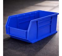 Event Decor Shop Open-Front Plastic Storage Bins, Large Blue Stackable Heavy-Duty Storage Boxes for Garage, Workshop, Warehouse, Office, Retail & Home Organisation, 5pcs