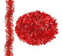 Event Décor Shop Red Christmas Chunky Tinsel Garland - 6ft (1.8m) Luxurious Metallic Decoration for Xmas Tree, Home, Table, Ceiling, Indoor & Outdoor Use, Festival & New Year Party Décor, 1pc