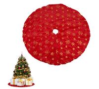 Event Decor Shop Red & Gold Christmas Tree Skirt - 1M Snowflake Design Tree Mat | Under Tree Cover for Holiday Parties, Xmas Tree Décor, Winter Scenes & Festive Styling