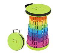 Event Decor Shop Telescopic Foldable Camping Stool High Strength, Collapsible, Adjustable & Retractable Plastic Seat for Indoor & Outdoor - Events and Activities - Rainbow - Green