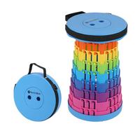 Event Decor Shop Telescopic Foldable Camping Stool High Strength, Collapsible, Adjustable & Retractable Plastic Seat for Indoor & Outdoor - Events and Activities - Rainbow - Royal Blue
