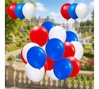 Event Decor Shop Union Jack Themed Red White Blue Plain Balloons - 10 Inch Celebration Balloons for Street Parties, Community Events and British Theme Decorations, 10pcs