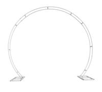 Event Decor Shop White Dual Circle Wedding Arch Stand, 2.6m x 2.2m Metal Round Backdrop Frame for Weddings, Party & Event Decoration, Garden Arbor for Reception, Engagement, Birthday & Baby Shower