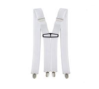 Event Decor Shop White X-Back Elastic Suspenders for Men & Women - Adjustable Clip-On Trouser Braces with Strong Metal Clips - Formal, Wedding, Workwear & Casual Unisex Braces - 35MM Fits Most Adults