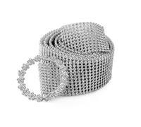 Event Decor Shop Womens Round Rhinestone Bling Belt 11 Row Clear Crystal | Sparkling Faceted Gems Catch The Light Beautifully. Designed For A Flattering Comfortable All Day Fit