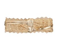 Event Decor Shop Women's Waist Belt Hollow Lace Obi Cinch Wrap - PU Leather Bow Tie Wide Waistband for Wedding Dresses, One-Piece Outfits, Gowns, Formal & Daily Wear, 100mm Wide, 98" Long - Gold