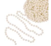Event Decor Shop Xmas Beaded Garland - 9 Metres Metallic Beige Christmas Pearl Chain, 7.5mm Artificial Tinsel Beads for Tree Hanging, DIY Crafts, Jewellery & Festive Décor - 2 pcs