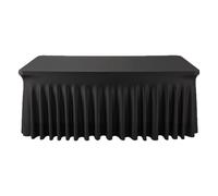 Event Desk Skirt - Stylish Pleated Drape, Festive Party Decoration | Premium Quality Fabric With Smooths Finish, Adjustable Secure Attachment With Reusable Feature For Halloween Wedding Baby Shower