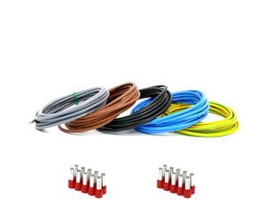 Event-Kabel&more Wiring Set 5 x 1 m (Black, Grey, Brown, Blue, Green/Yellow) Flexible Wire Cable H07V-K 10 mm² Including Wire End Ferrules 10 mm2 for Meter Cabinet Distribution (Set 5 x 1 Metre & 20