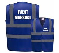 Event Marshal Blue Hi Vis Viz Safety Vest Waistcoat, Reflective High Visibility Work Wear, Events, xx-large
