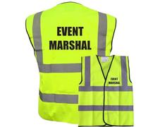 Event Marshal - Printed on Yellow Vis Safety Vest High Viz Waistcoat Supplied by Simply Hi Vis Clothing UK.