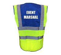 Event Marshal Printed Yellow and Blue Hi Vis Vest/Waistcoat, Security Officer, Security Car Parking, Doorman, Bouncer, Events, Xlarge
