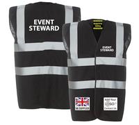 EVENT STEWARD Black Hi Vis Vest EN ISO 20471 supplied by Simply Hi Vis Clothing UK