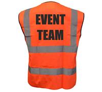 Event Team Orange Hi Vis Viz Safety Vest Waistcoat Reflective High Visibility EN471 BS x-large