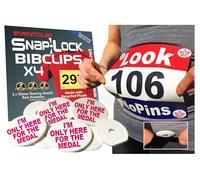 EventClip I’m Only Here for The Medal Marathon Bib Clips X 4 - Proven Snap-Lock for Securing Running Numbers Made in the UK with Recycled Plastic Far better than Magnets Fed up with Pins? Since 2009