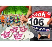 EventClip X 4 - I’m Only Here for The Medal. Race Bib Clips, Snap-Lock for Securing Running and Cycling Numbers. Made with Recycled Plastic (The Original Est 2012).