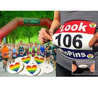 EventClip Race Bib Clips X 4 - RAINBOW HEART. Snap-Lock for Securing Running and Cycling Numbers. Made with Recycled Plastic The Original Est 2012 Far better than Magnets.