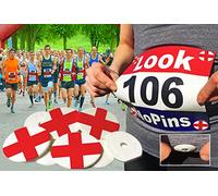 EventClip Race BibClips X 4 ENGLAND FLAG. Proven Snap-Lock for Securing Running and Cycling Numbers. Made in the UK with Recycled Plastic Est 2012 Far better than Magnets. Fed up with Safety Pins?