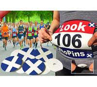EventClip Race BibClips X 4 SCOTTISH FLAG. Proven Snap-Lock for Securing Running and Cycling Numbers. Made in the UK with Recycled Plastic Est 2012 Far better than Magnets.