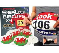 EventClip Race BibClips X 4 WELSH FLAG. Proven Snap-Lock for Securing Running and Cycling Numbers. Made in the UK with Recycled Plastic Est 2012 Far better than Magnets. Fed up with Safety Pins?