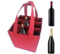 Eventerde Bottle Bag 9 Bottles Wine Bag Felt Wine Carrier Bag Handbag with Dividers Reusable for Wine Drinkers Birthday Party Christmas 24 x 24 x 28 cm, red, see description, See description