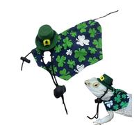 Eventerde St Patrick's Day Costume, Lizard Clothing and Hat - Green Shamrock Pattern Holiday Bandanas and Hat - Irish Festival Cosplay Costume, Small Animal Suit for Lizard Hamster Leopard Gecko