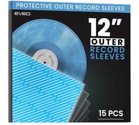 EVEO 15x Vinyl Record Sleeves Outer - Crystal Clear Outer Vinyl Sleeves LP Album Covers 12.75"x12.75" | Perfect Fit Protective 3 Mil Protection for Single & Double LPs - Archival Standard