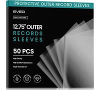 EVEO 50 Vinyl Record Sleeves Outer - Crystal Clear Outer Vinyl Sleeves LP Album Covers 12.75"x12.75" | Perfect Fit Protective 3 Mil Protection for Single & Double LPs - Archival Standard