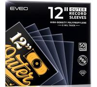 EVEO 50 Vinyl Record Sleeves Outer - Crystal Clear Outer Vinyl Sleeves LP Album Covers 12.75"x12.75" Protective 3 Mil Protection for Single & Double LPs - Archival Quality