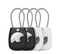 EVEO Airtag Holder for Apple AirTag Secure Holder with Wire Cable, 4 Pack Air Tag Lock Case Keychain Key Ring Key Chain Luggage tag for Keys, Luggage & More Men Women's Keyrings & Keychains