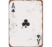 Eveokoki Metal Sign 8 x 12inches - Ace of Clubs Retro Poker Man Cave Vintage Look Tin Sign Wall Decoration Bar Cafe Home Decor Plaque