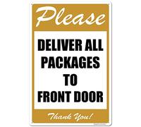Eveokoki Please Deliver All Packages to Front Door Thank You Signs, 8X 12 Inches Package Delivery Sign Aluminum Metal Sign