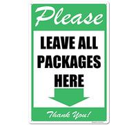 Eveokoki Please Leave All Packages Here Arrow Down Thank You Signs, 8X 12 Inches Package Delivery Sign Aluminum Metal Sign