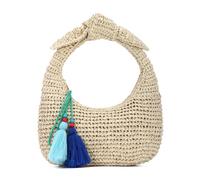 EVEOUT Straw Clutch with Bow Knot for Women Summer Boho Raffia Beach Purse Bag Holiday Chic Woven Crescent Handbag for Wedding Party
