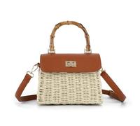 EVEOUT Straw Woven Crossbody Bag Women with Handle Boho Chic Faux Rattan Basket Handbag with Shoulder Strap for Summer Beach Holiday